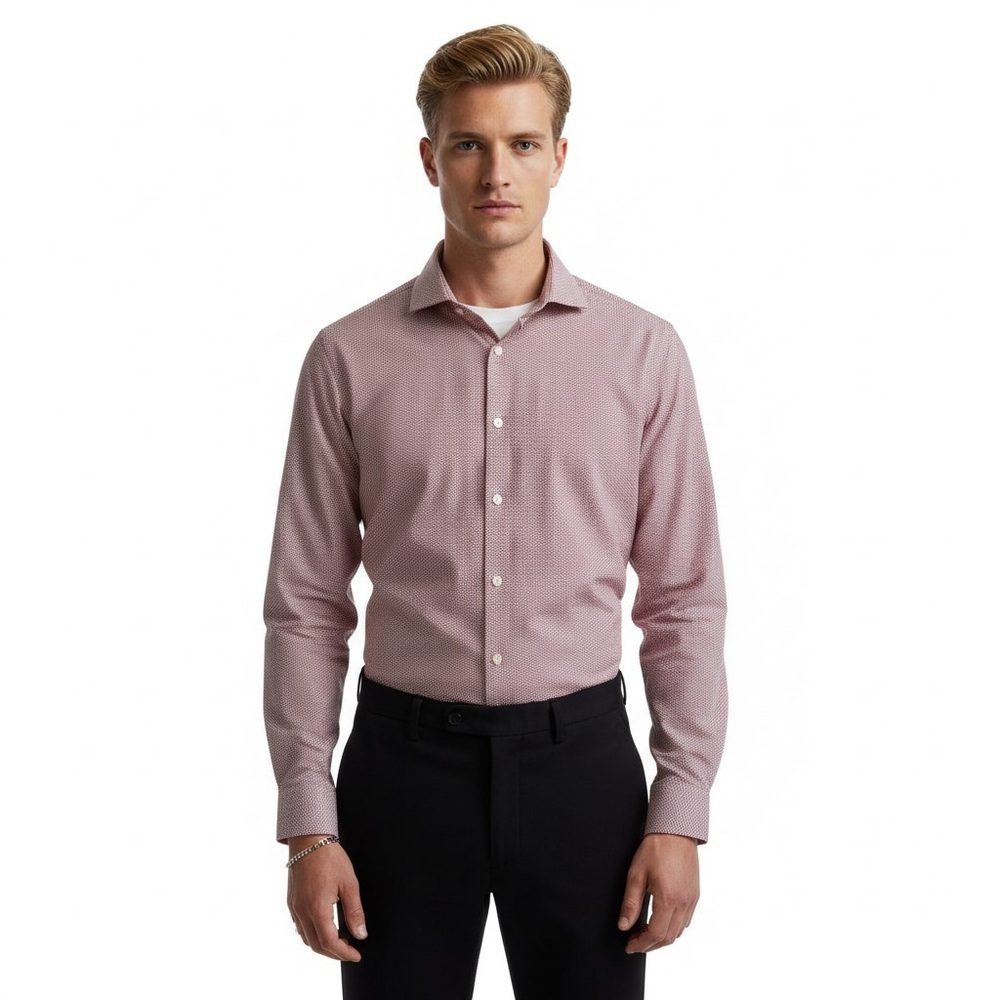 MICHEAL KORS RED WHITE DRESS SHIRT SLIM FIT  COTTON BUTTON DOWN SHIRT MEN 16 1/2
